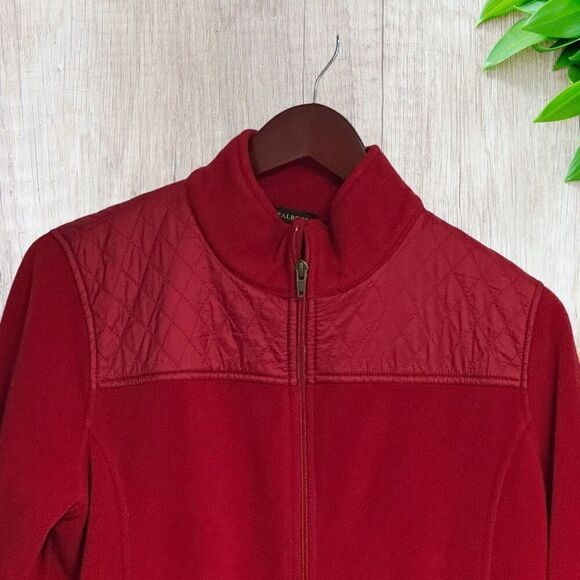Talbots Womens Jacket Size L Red Quilted Details Fleece Pockets‎ Warm Cozy - Picture 2 of 9